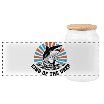 Roi Requin de l’Explosion Profonde - Boîte à biscuits avec couvercle en bois - blanc - Devant