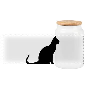 Chat noir chat Silhouettes de chats noirs - Boîte à biscuits avec couvercle en bois - blanc - Devant