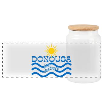 Donousa Greece Sun Waves  - Panoramic Cookie Jar with Wooden Lid - white - Front