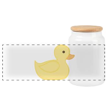 Yellow rubber duck cartoon style - Panoramic Cookie Jar with Wooden Lid - white - Front