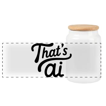 “That’s AI” Handwritten Typography - Panorama Keksdose mit Holzdeckel - Weiß - Vorne