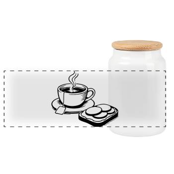 Tasse - Panorama Keksdose mit Holzdeckel - Weiß - Vorne