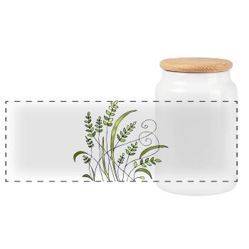 Fleur - Boîte à biscuits avec couvercle en bois - blanc - Devant