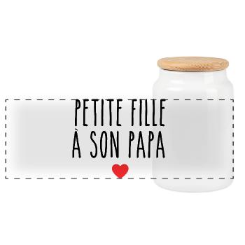 Petite fille à son papa - Boîte à biscuits avec couvercle en bois - blanc - Devant