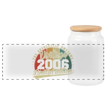 Cadeau d’anniversaire rétro Vinatge 2006 vintage 2006 - Boîte à biscuits avec couvercle en bois - blanc - Devant