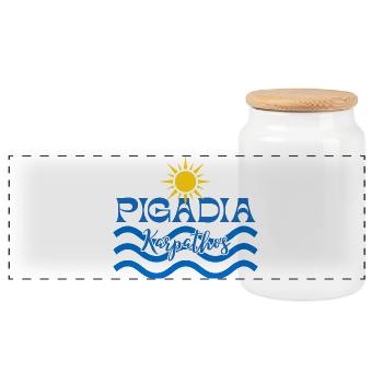 Pigadia Karpathos Sonnenwellen - Panorama Keksdose mit Holzdeckel - Weiß - Vorne