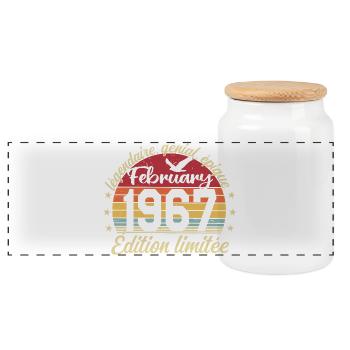Février 1967 Anniversaire février 1967 Retro 1967 - Boîte à biscuits avec couvercle en bois - blanc - Devant