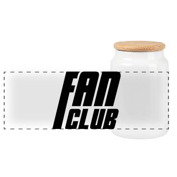Fan Club - Panoramic Cookie Jar with Wooden Lid - white - Front