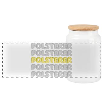 Upholsterer as a profession - Panoramic Cookie Jar with Wooden Lid - white - Front