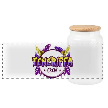 Tenerife Crew Colorful - Panoramic Cookie Jar with Wooden Lid - white - Front