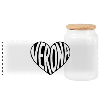 Vérone Italie Typographie du cœur - Boîte à biscuits avec couvercle en bois - blanc - Devant