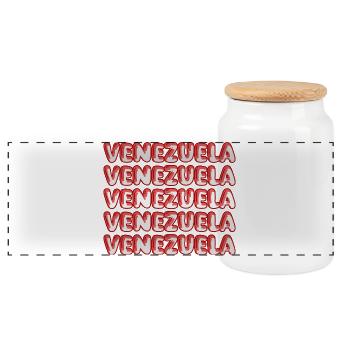 Cadeau pour le Venezuela - Boîte à biscuits avec couvercle en bois - blanc - Devant