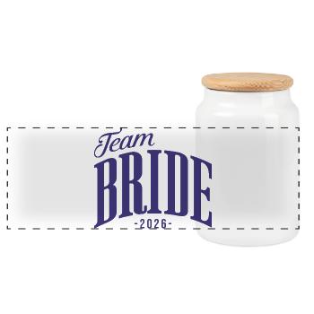 Team Bride Bachelorette Party 2026 - Panoramic Cookie Jar with Wooden Lid - white - Front