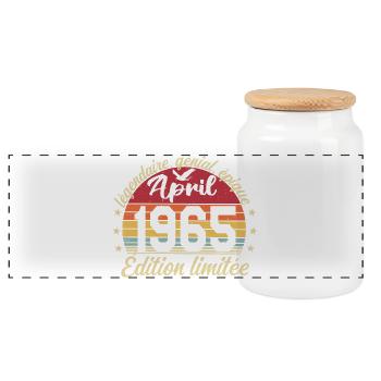 1965 avril Anniversaire avril 1965 - Boîte à biscuits avec couvercle en bois - blanc - Devant