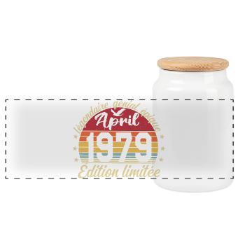 1979 April Anniversary April 1979 - Panoramic Cookie Jar with Wooden Lid - white - Front