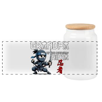 Grand-père du ninja d’anniversaire Compleanno Drôle - Boîte à biscuits avec couvercle en bois - blanc - Devant