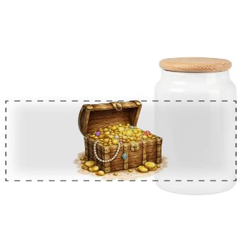 Coffre au trésor avec illustration de pièces d’or - Boîte à biscuits avec couvercle en bois - blanc - Devant