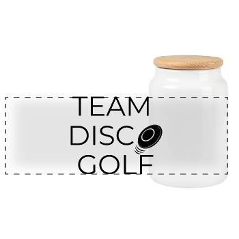 Team Disco Golf - Design mit Scheibe - Panorama Keksdose mit Holzdeckel - Weiß - Vorne