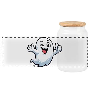 Dessin animé du Fantôme Clin d’Œil - Boîte à biscuits avec couvercle en bois - blanc - Devant