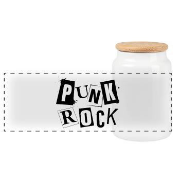 punk-01Punk Rock – Rebellious Music & Alternative - Panoramic Cookie Jar with Wooden Lid - white - Front