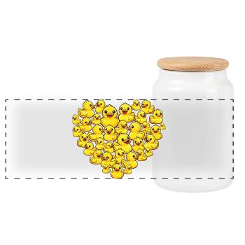 Rubber Duck Heart Duck Lover Duckie Art - Panoramic Cookie Jar with Wooden Lid - white - Front