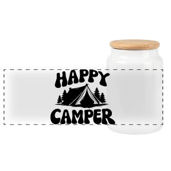 Camper - Panoramic Cookie Jar with Wooden Lid - white - Front