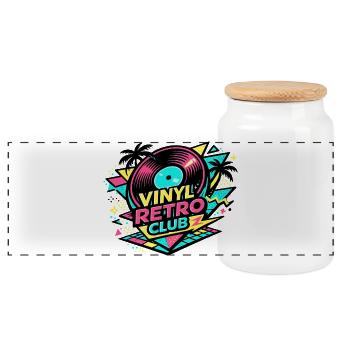 Club Rétro du Vinyle - Boîte à biscuits avec couvercle en bois - blanc - Devant