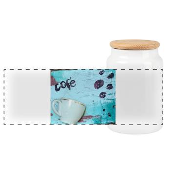 Café - Boîte à biscuits avec couvercle en bois - blanc - Devant