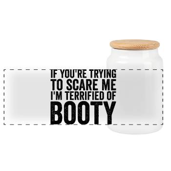 If you're trying to scare me: I've p - Panoramic Cookie Jar with Wooden Lid - white - Front