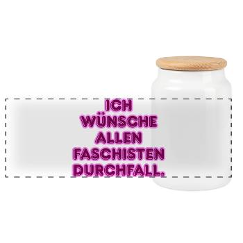 Gegen Faschisten Pink Protest - Panorama Keksdose mit Holzdeckel - Weiß - Vorne