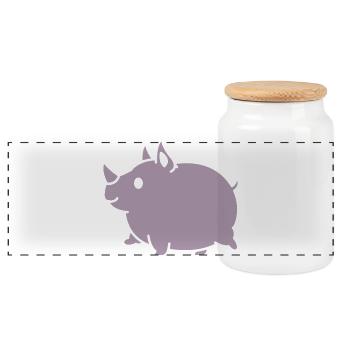 Kawaii Rhino Cute Cartoon Silhouette - Panoramic Cookie Jar with Wooden Lid - white - Front