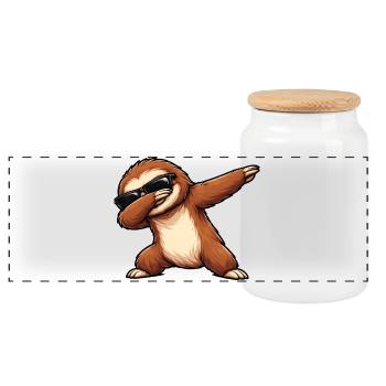 Paresseux en dépotage - Boîte à biscuits avec couvercle en bois - blanc - Devant