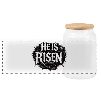 He is risen - Panorama Keksdose mit Holzdeckel - Weiß - Vorne