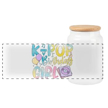 K-Pop Birthday Girl - Panorama Keksdose mit Holzdeckel - Weiß - Vorne