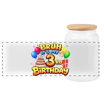 3rd birthday shirt 3rd birthday gift boy girl 3rd - Panoramic Cookie Jar with Wooden Lid - white - Front