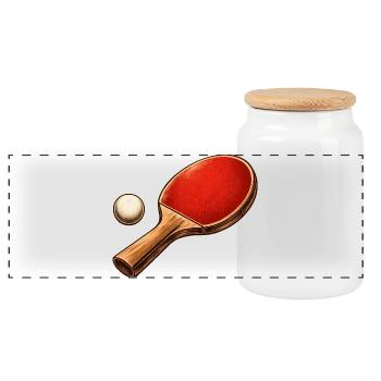 Tennis de table, raquette, balle, chemise, ping-pong - Boîte à biscuits avec couvercle en bois - blanc - Devant