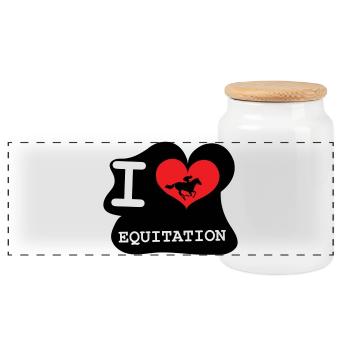 J'aime l'équitation : le logo des passionnés - Boîte à biscuits avec couvercle en bois - blanc - Devant