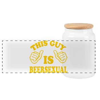 This Guy Is Beersexual - Panorama Keksdose mit Holzdeckel - Weiß - Vorne