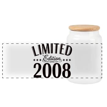 Édition limitée 2008 anniversaire vintage rétro - Boîte à biscuits avec couvercle en bois - blanc - Devant