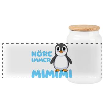 Ich Höre Immer Nur Ein Mimimi Pinguin - Panorama Keksdose mit Holzdeckel - Weiß - Vorne