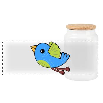 Petit Oiseau Bleu - Boîte à biscuits avec couvercle en bois - blanc - Devant