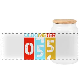 Cinquante-cinquième anniversaire d’Oldometer 55 - Boîte à biscuits avec couvercle en bois - blanc - Devant