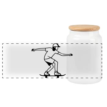 Skateboarder - Panorama Keksdose mit Holzdeckel - Weiß - Vorne