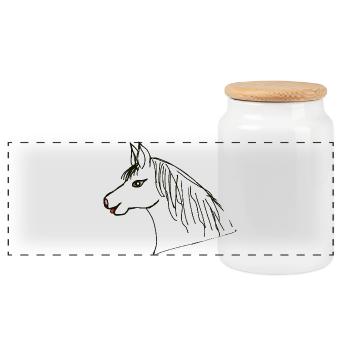 Horse Head Pony Horse Kids Horses - Panoramic Cookie Jar with Wooden Lid - white - Front