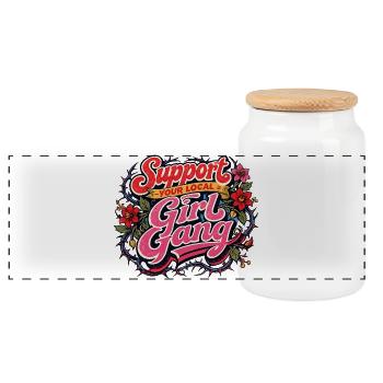 Support Your Local Girl Gang - Panoramic Cookie Jar with Wooden Lid - white - Front