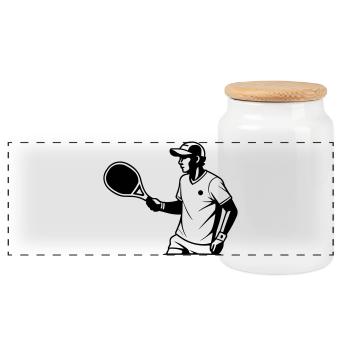 padel - Panoramic Cookie Jar with Wooden Lid - white - Front