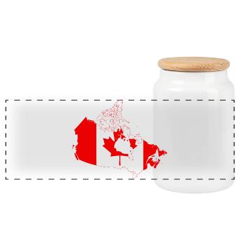 Canada Map Flag Silhouette - Panoramic Cookie Jar with Wooden Lid - white - Front