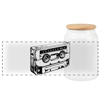Cassette rétro - Boîte à biscuits avec couvercle en bois - blanc - Devant