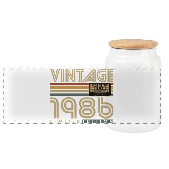 Cadeau d’anniversaire vintage rétro vintage 1986 - Boîte à biscuits avec couvercle en bois - blanc - Devant