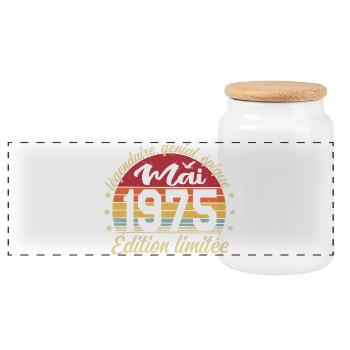 les légendes sont nées mai 1975 - Boîte à biscuits avec couvercle en bois - blanc - Devant